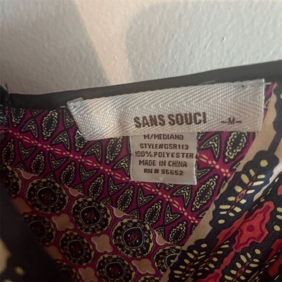 Sans Souci Boho Patchwork Print Wide Leg Jumpsuit Women's Size M Multicolor - Picture 3 of 4